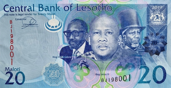 (052) Lesotho P22c - 20 Maloti (2019)